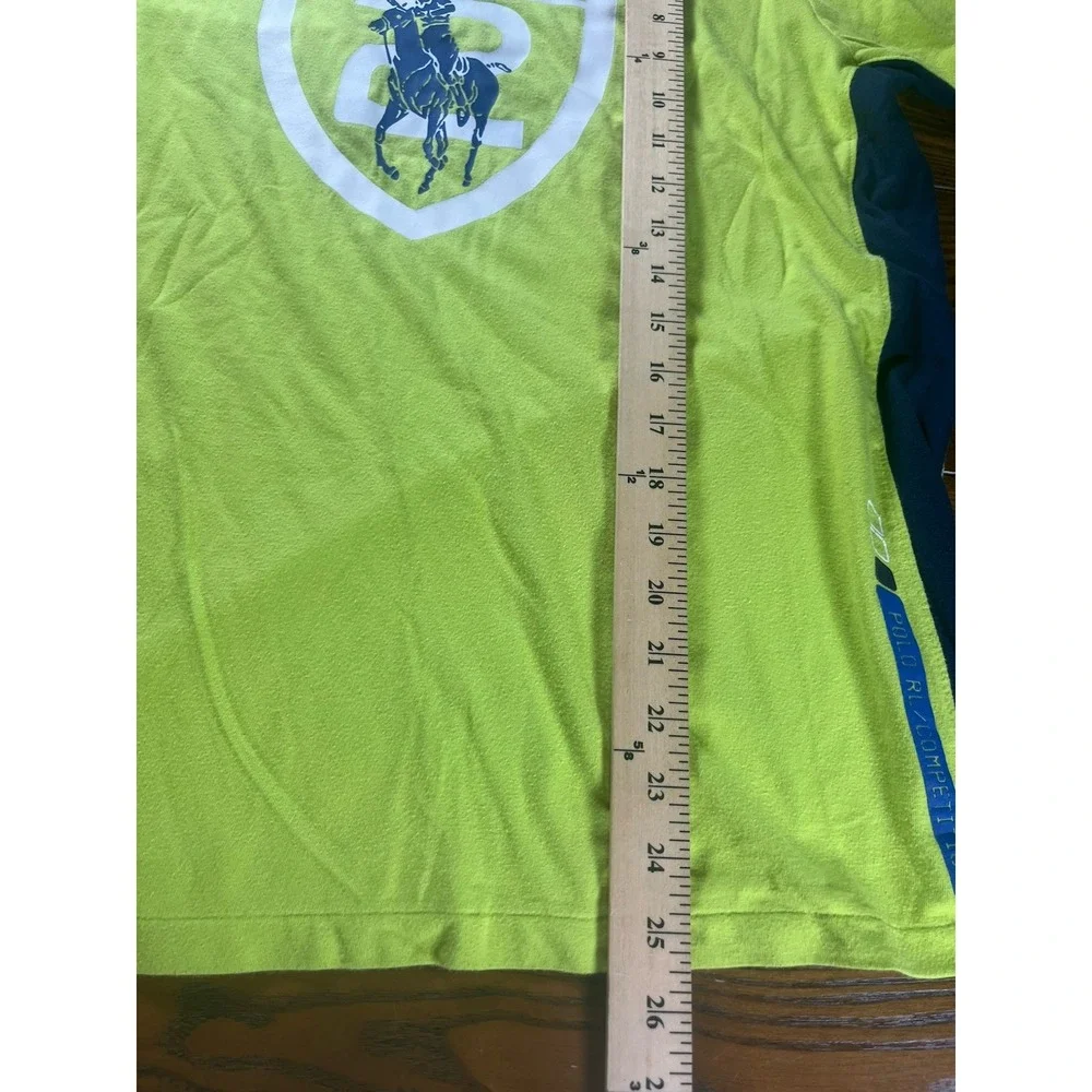 Polo Ralph Lauren Boys XL Neon Green Big Pony Logo V Neck T Shirt EUC